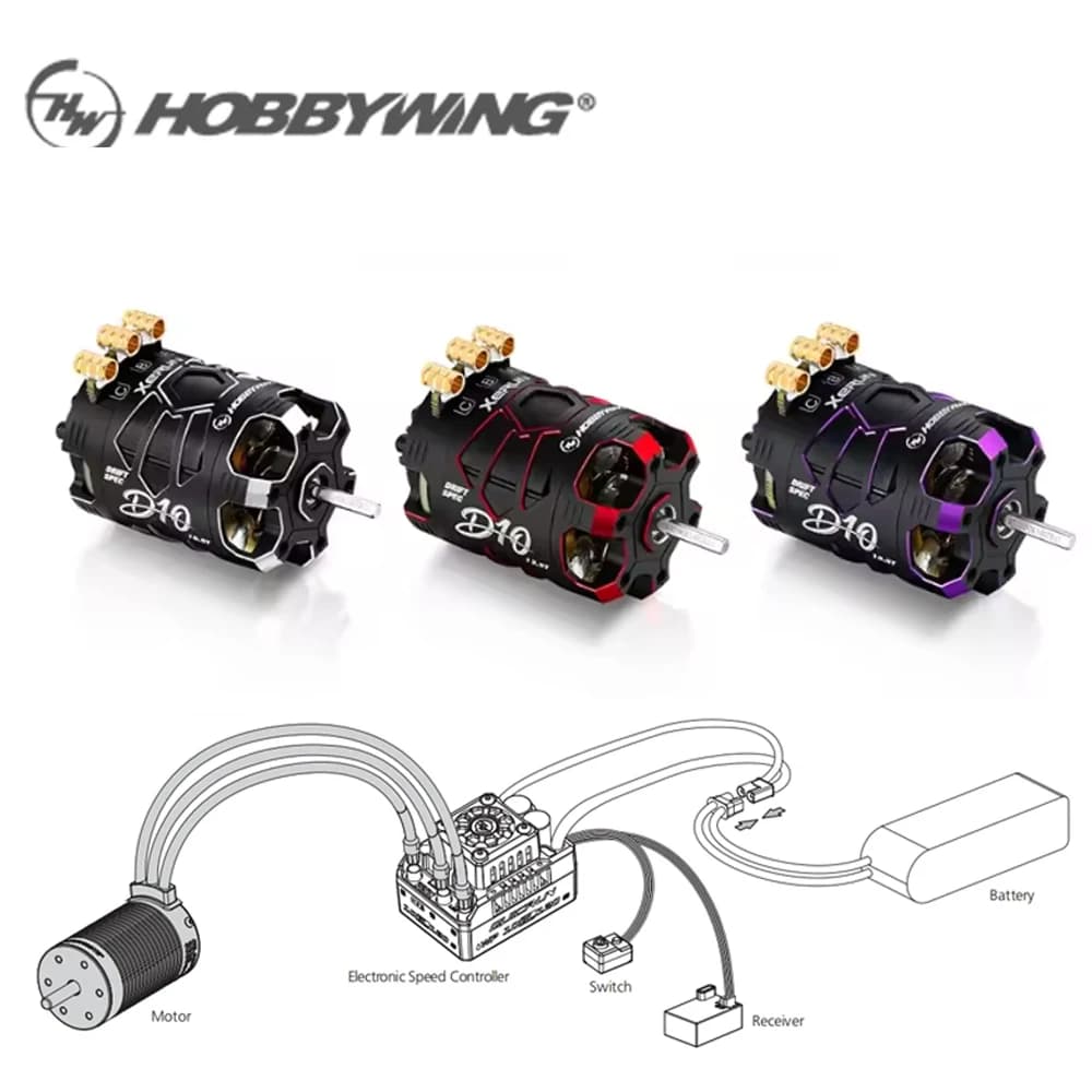 HobbyWing XeRun D10 Motore Brushless Sensored 10.5T(4600KV) 13.5T(2900KV) 2S Lipo 1:10 RC Auto Leggero per 1/10 RC Drift Car