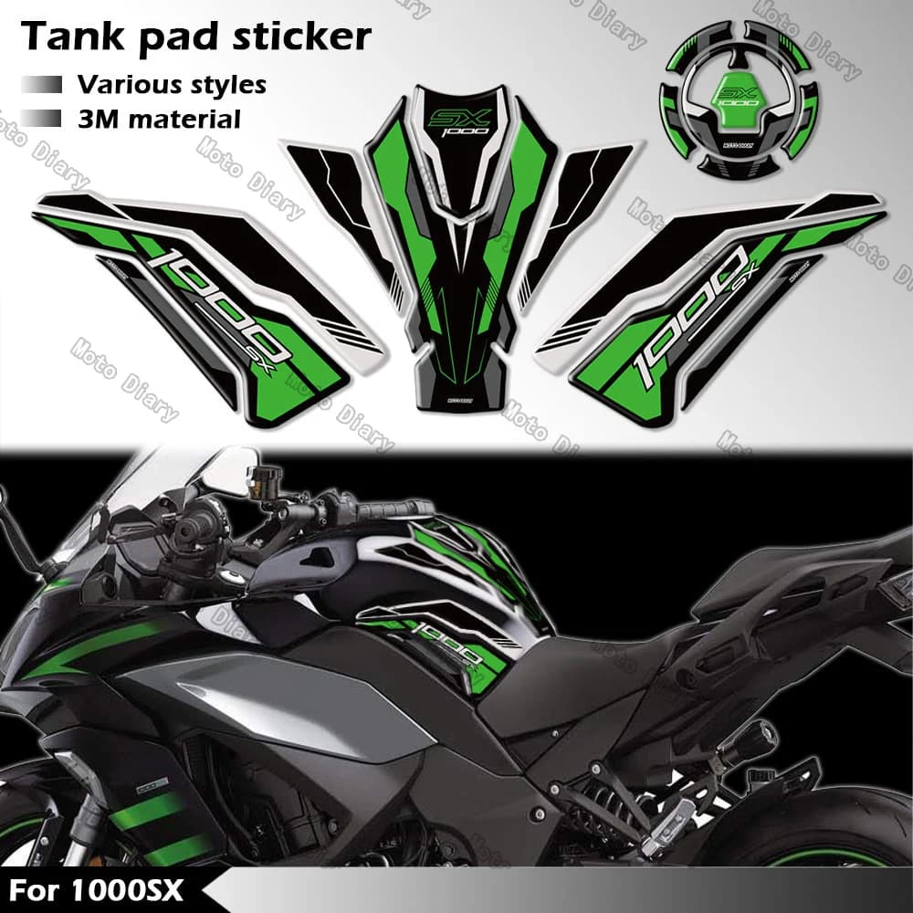 For Z1000SX Z 1000SX Ninja 1000 SX 2017-2024 Tank Carburet Wall decal Gas cap Oil 3D Decal Protective Cover Waterproof