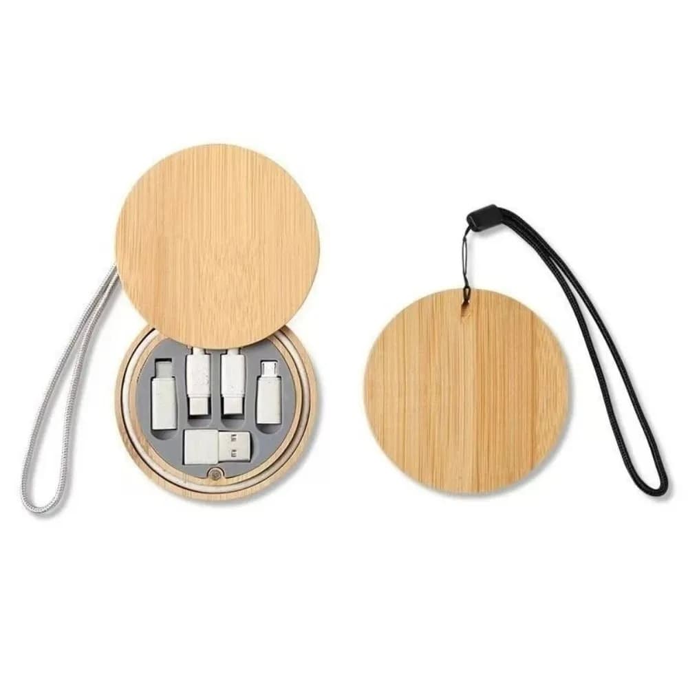Cavo di Ricarica Rapida 60W Design Rotondo Custodia da Viaggio Kit Adattatore USB Sei-in-Uno per Ricarica Dispositivi