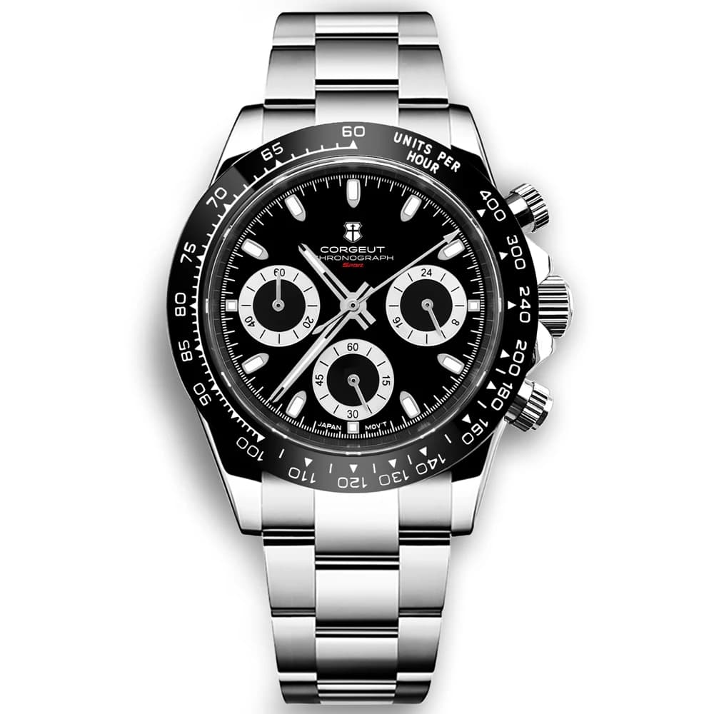 Luxury Multifunction Quartz Watches Sport VK63 40MM Corgeut Men's Watch 24 Hours Chronograph Full Steel Dress Relogio