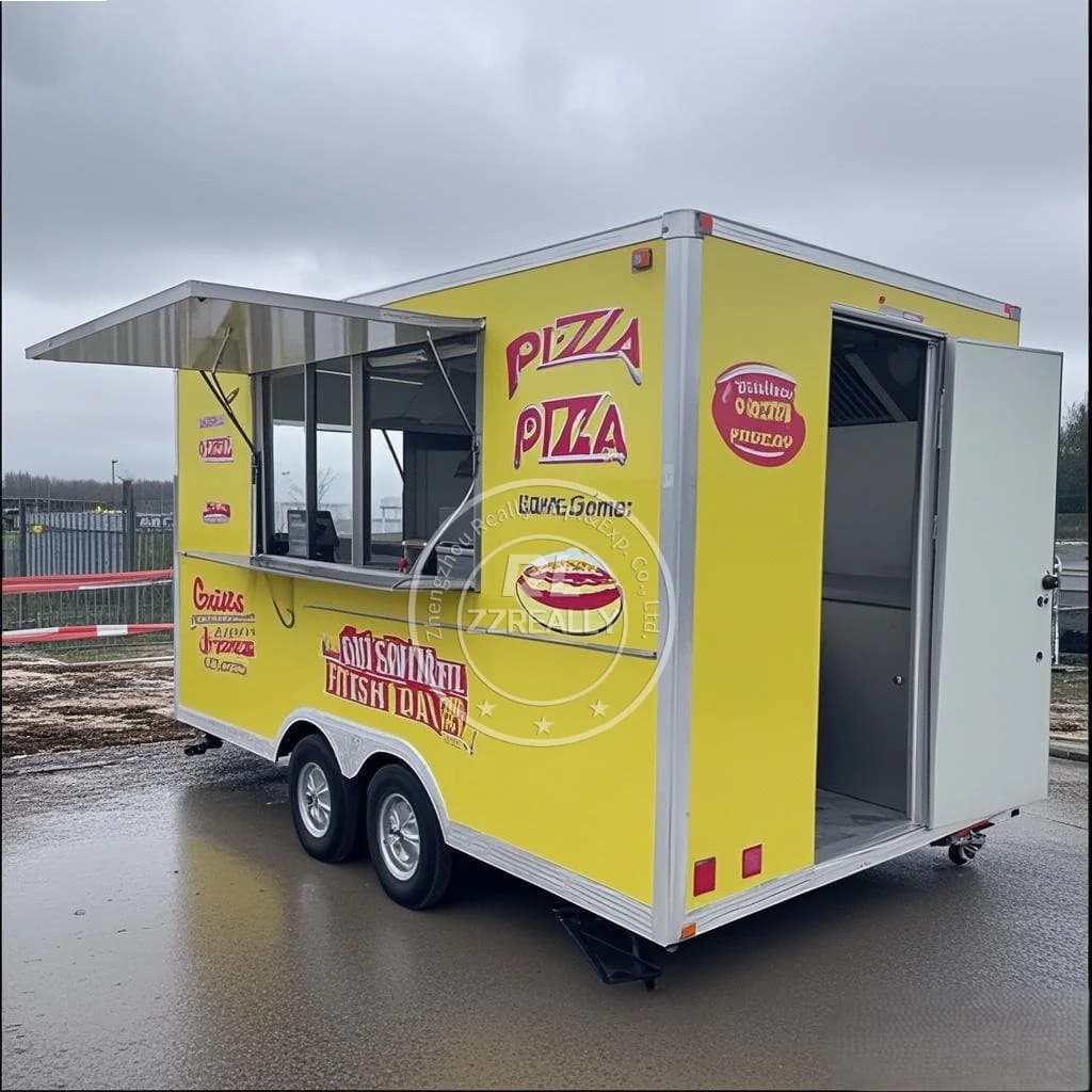 Rimorchio per alimenti mobile Carrello per caffè con contenitore lungo 4 m Chiosco per alimenti Dimensioni personalizzate Colore e telaio interno per fast food in vendita