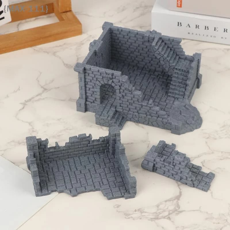 【F2-MAX111】Miniatura di Ruine Gotiche - Modello di Scenografia Non Dipinto Stampato in 3D per Giochi da Tavolo