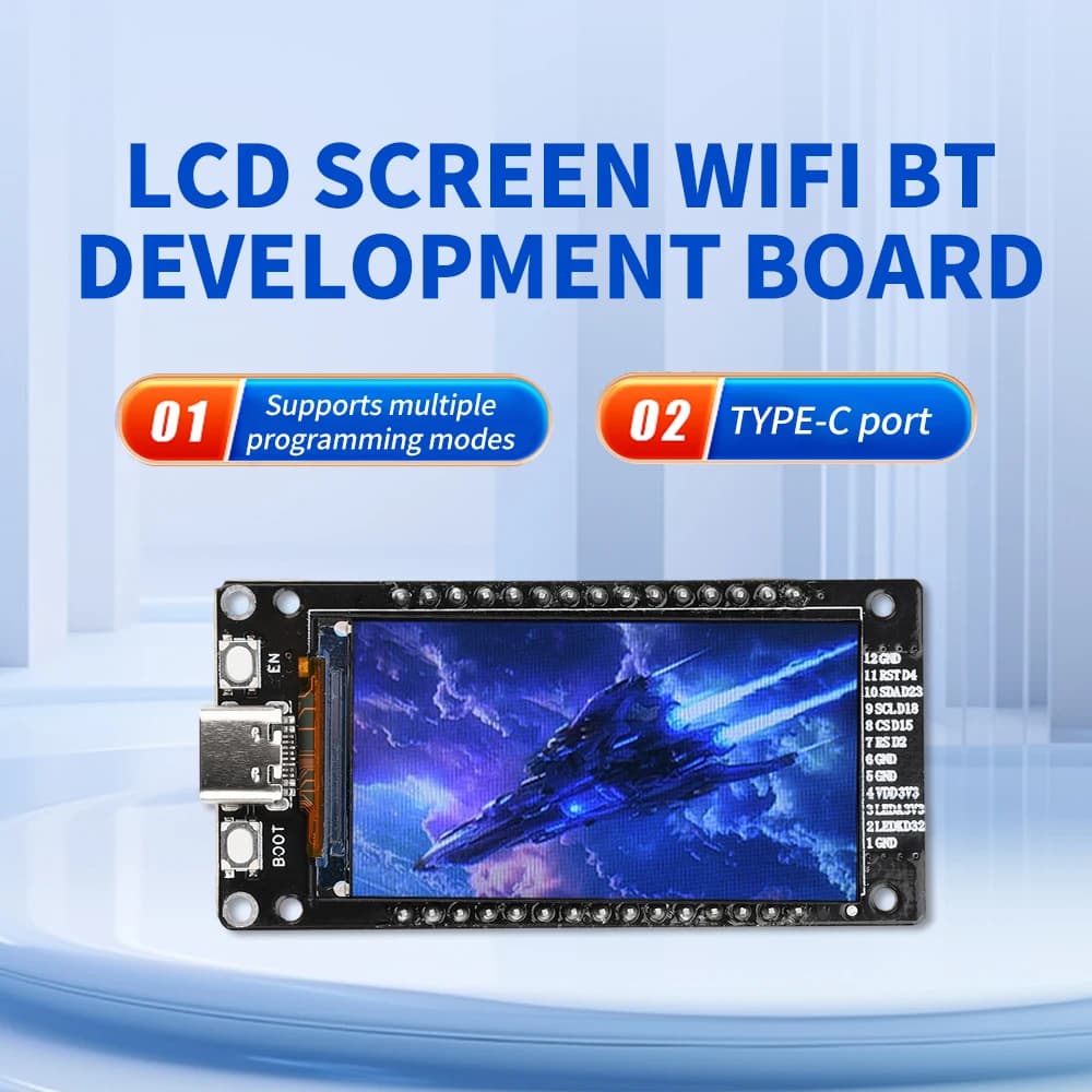 ESP32 ESP32-WROOM-32 Development card 1.9 inch LCD screen 1.4 inch Bluetooth WiFi module CH340 Type-C for Arduino Micropython
