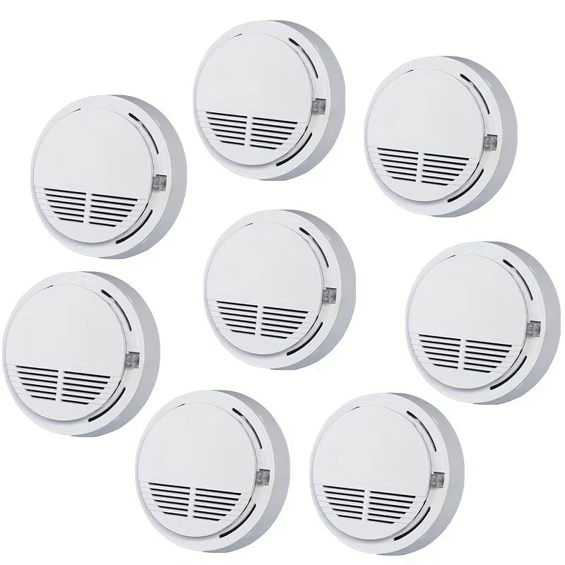 Rilevatore di incendio con tecnologia fotoelettrica da 8 pezzi - Installazione facile, avviso luminoso e sonoro per la sicurezza di casa e hotel, alimentato a batteria (con batteria da 9 V) Allarme antifumo per casa, cucina, casa, scuola, ufficio, ristorante, adatto a molti luoghi