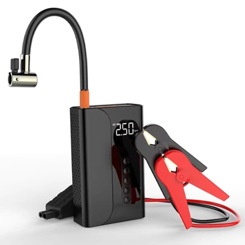 Avviatore di emergenza con compressore d'aria 12V Avviatore di emergenza per auto Pompa di gonfiaggio elettrica Strumenti di emergenza Gonfiatori per pneumatici 150Psi Gonfiatore veloce
