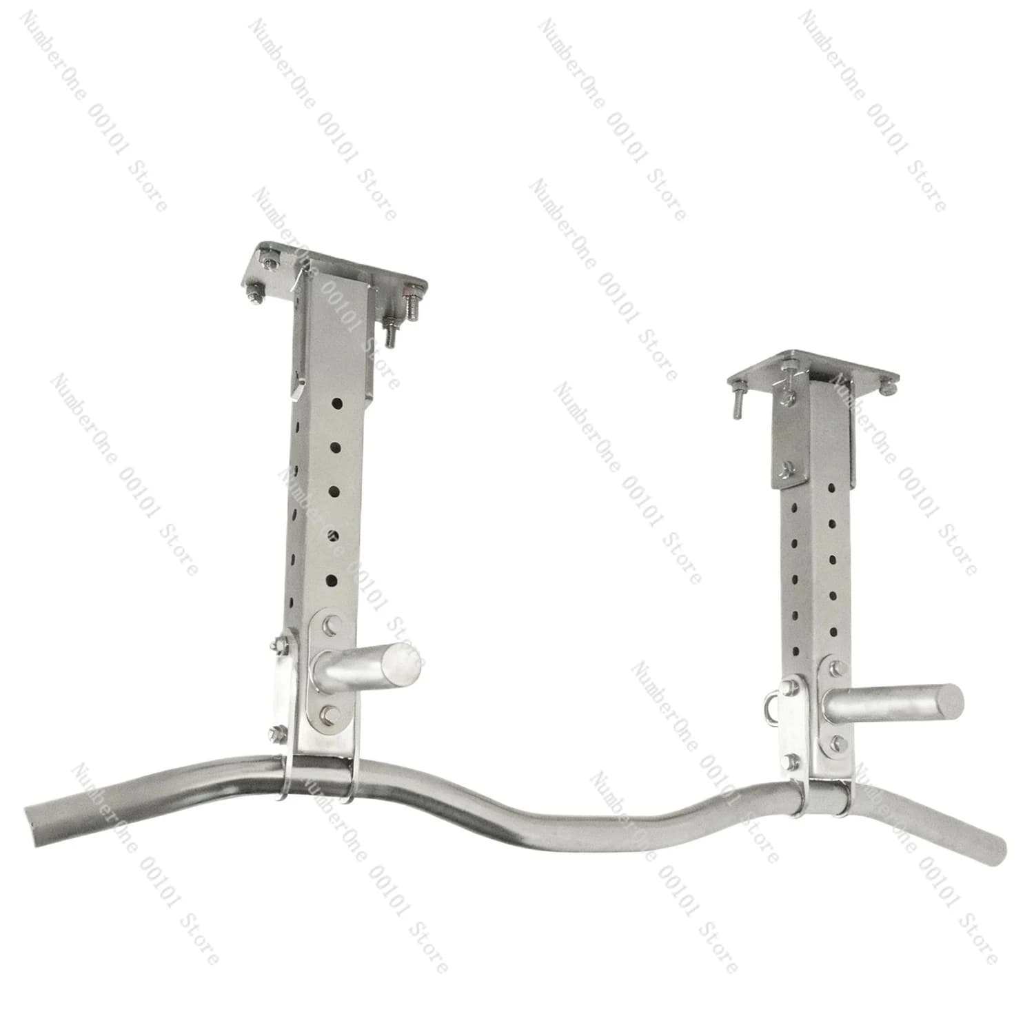 Stainless steel multi-position horizontal bar with traction ring mounted on top