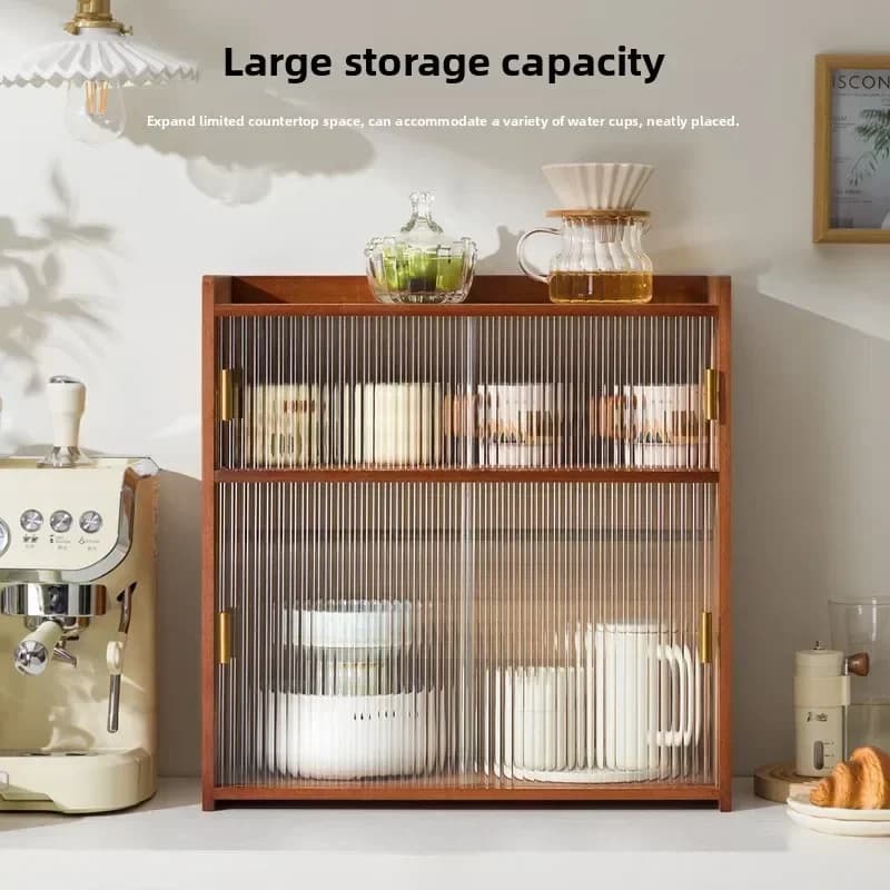 Modern Dust Cup Holder Tea Set Storage Box Glass Door Display Cabinet Desktop Cup Water Cup Coffee Cup Dining Table Shelf