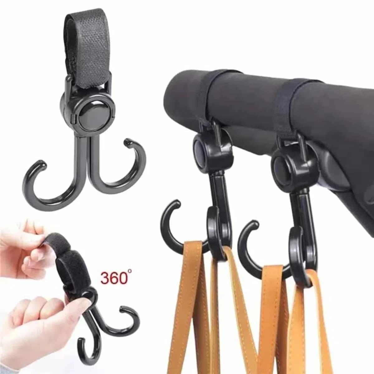 Rotatable Double Hooks Baby Stroller Travel Accessories Shopping Prop Multifunctional Portable Plastic Hook Pram Hook