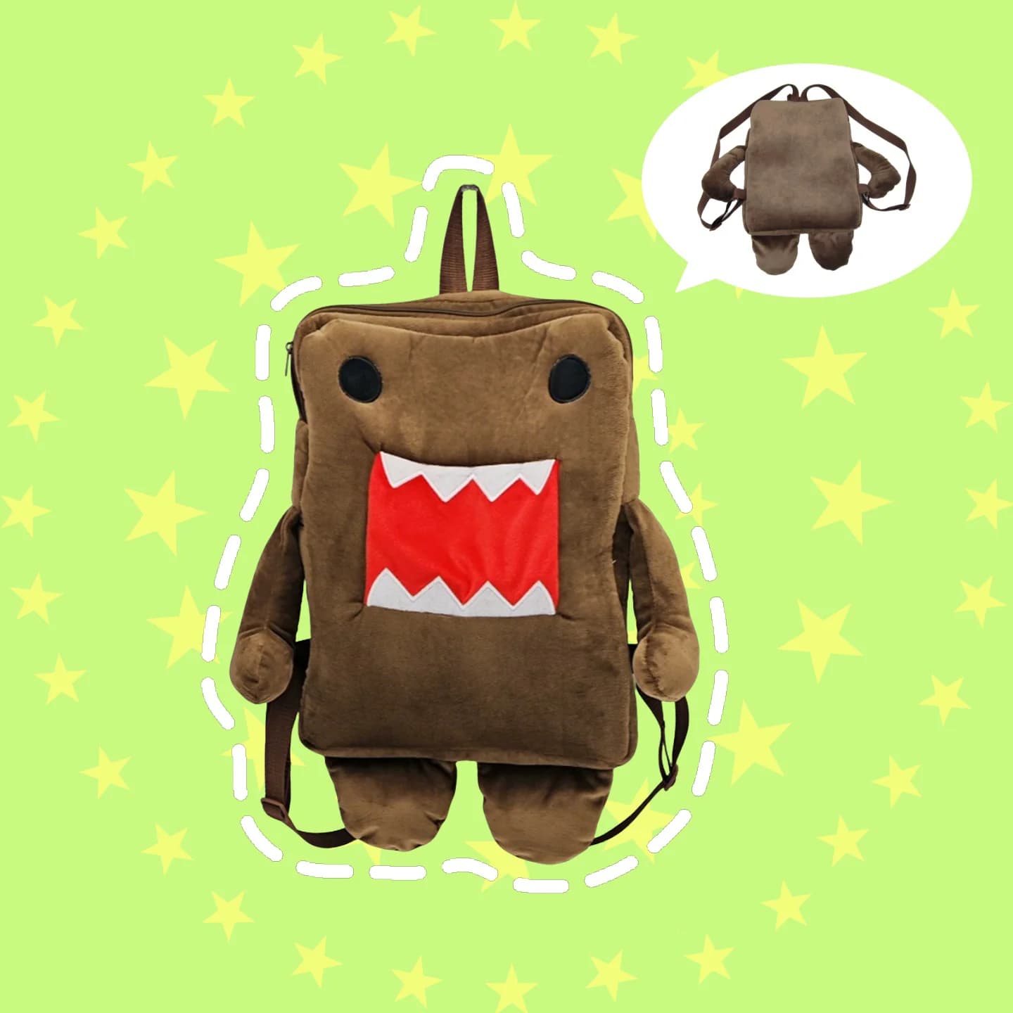 New Cute Domo-kun Plush Bag Brown Stuffed Bag Cartoon Plush Backpack Peripheral Plushie Birthday Gifts