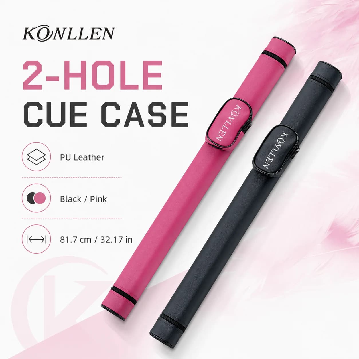 KONLLEN Pool Cue Case 1x1 PU Pool Stick Case Holds 1 Butt and 1 Shaft Billiard Stick Large Capacity Carrying Cases