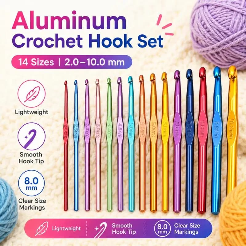 5~10PCS Coloured Aluminium Oxide Single Head Crochet Hook DYI Knitting Tools Aluminium Crochet Sweater