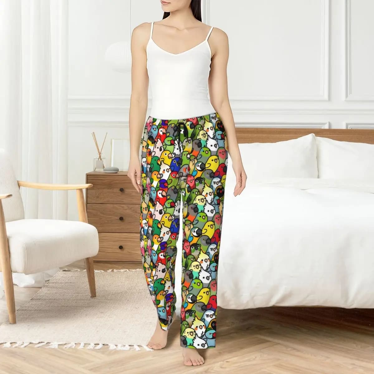 Custom pajamas trousers with parrot birds Macaw Squad Lounge night pants with pockets