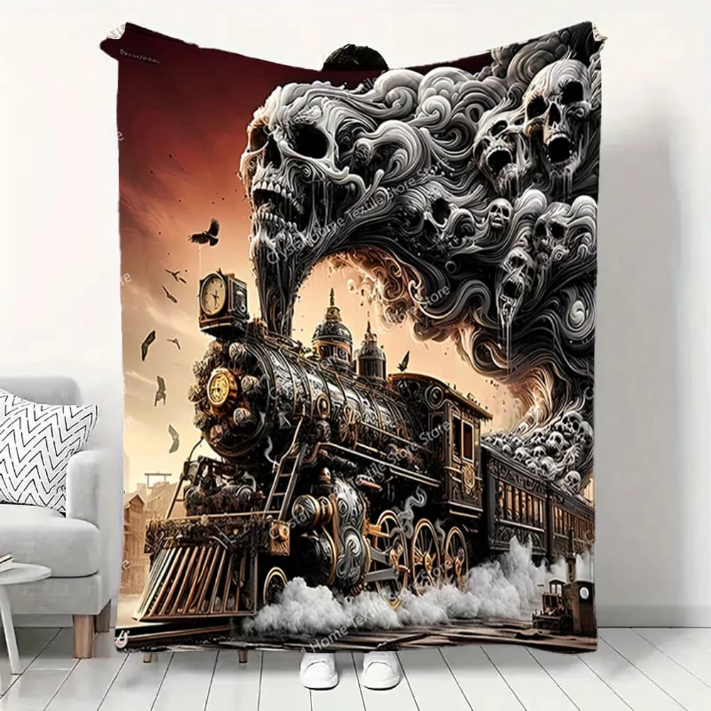 Coperta in morbida flanella con motivo a teschio, mantiene calda la coperta da tiro, comoda coperta per letti da picnic, divano, casa, camera da letto, regalo per bambini
