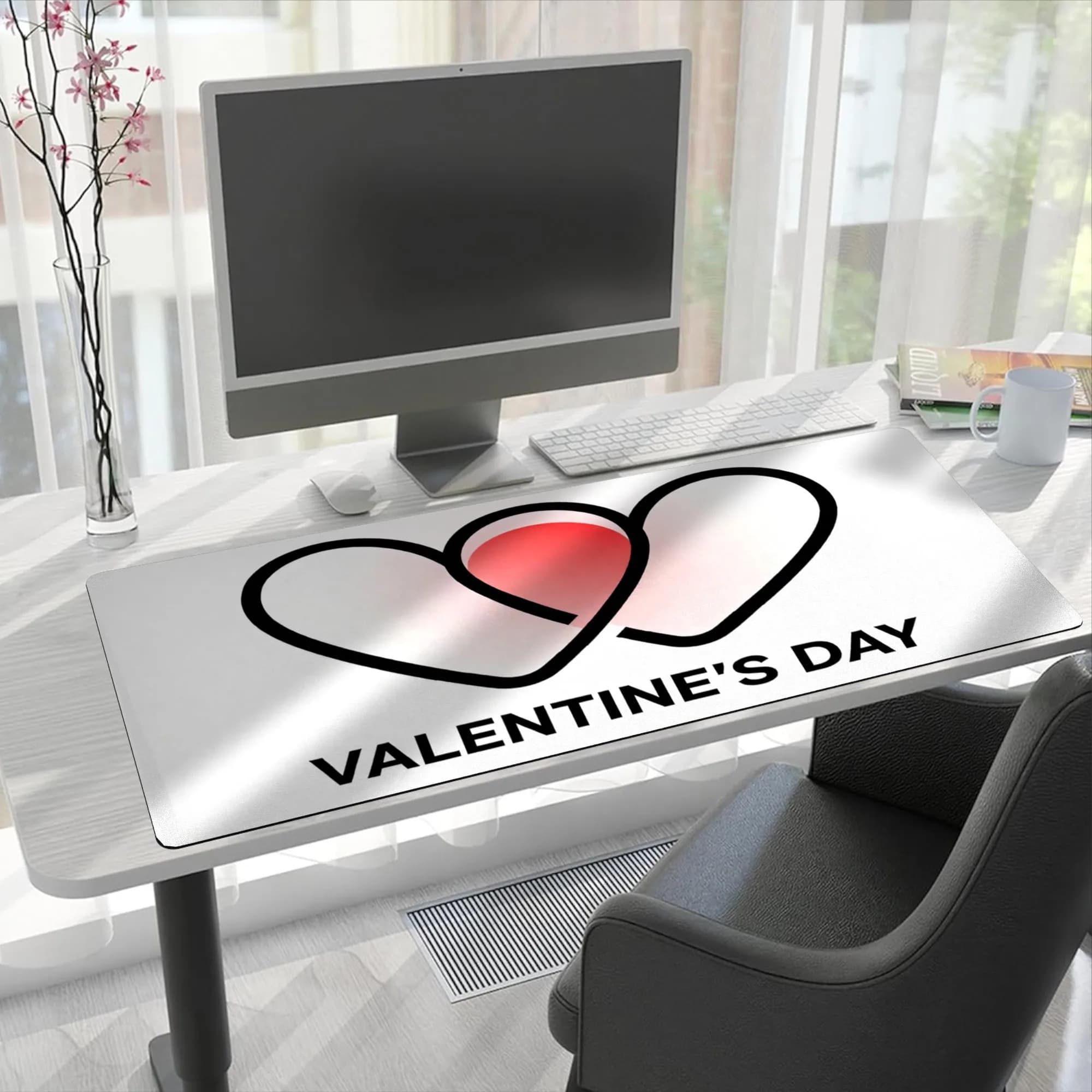 Gradient Heart Pattern Large Gaming Mouse Pad Non-Slip Rubber Base Desk Mat for Game Office