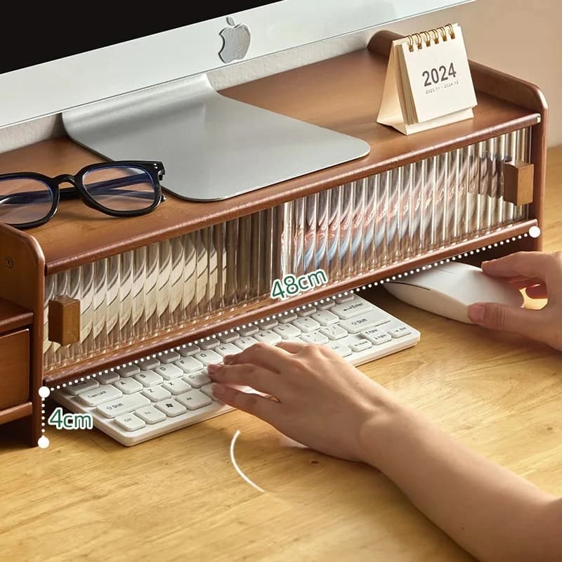 Multi-Functional Desktop Computer Riser, Office Monitor Stand with Drawer, Dust-Proof Organizer,for Clutter-Free Workspace
