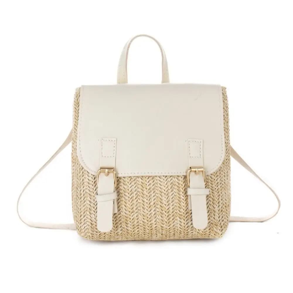 Versatile Bag PU Leather Straw Backpack Retro Design Elegant Look Shoulder Bag Vintage Style Luxury Woven Backpack Women Fashion