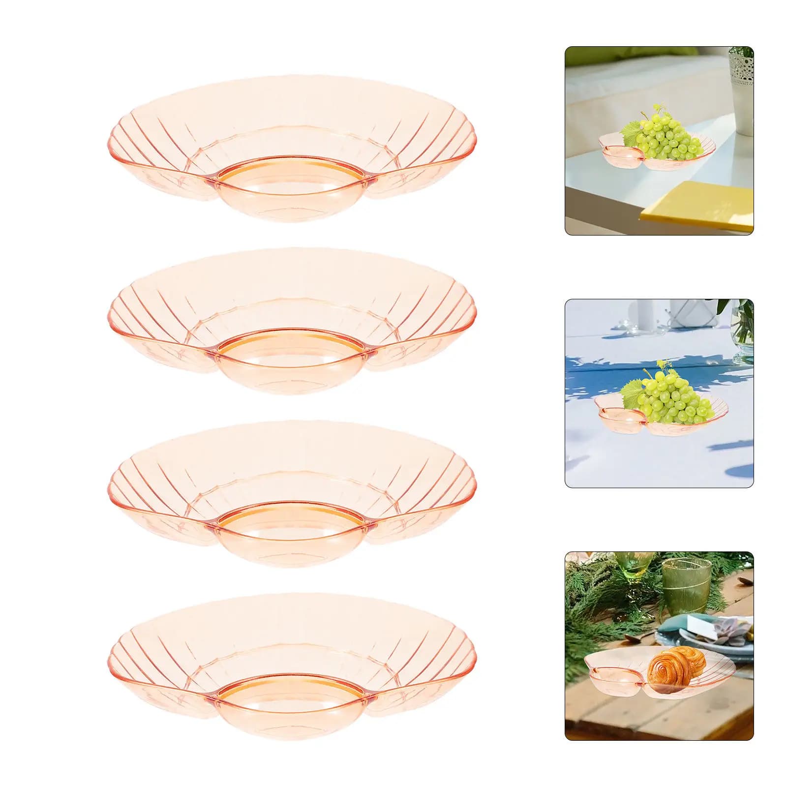 Set di 4 Piatti Portaoggetti, Vassoio Multiuso per Frutta Secca, Noci, Patatine, Sushi, Dessert, Stoviglie per Servire