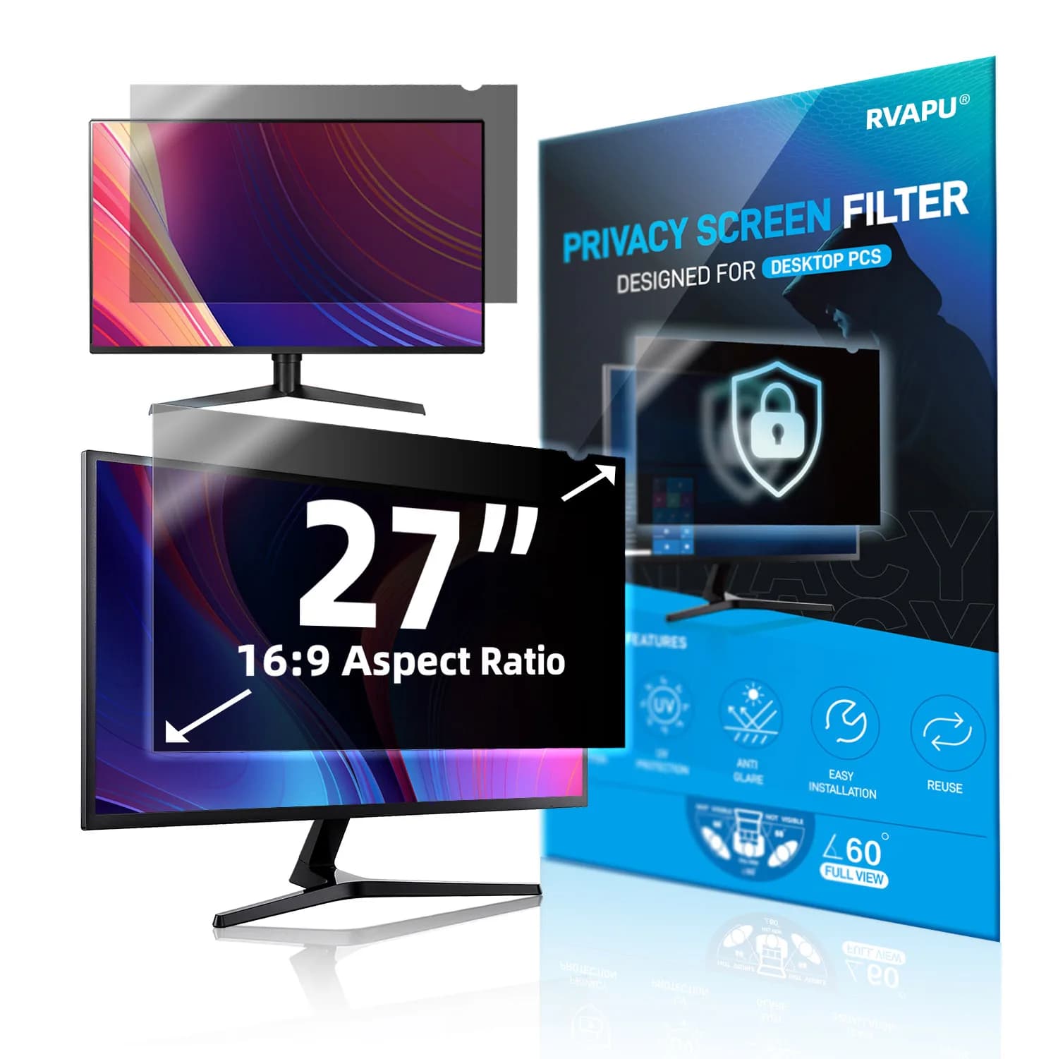 Per computer 27 pollici 16:9 widescreen monitor privacy filtro schermo rimovibile PC anti-spia-peep-riflesso pellicola protettiva antigraffio