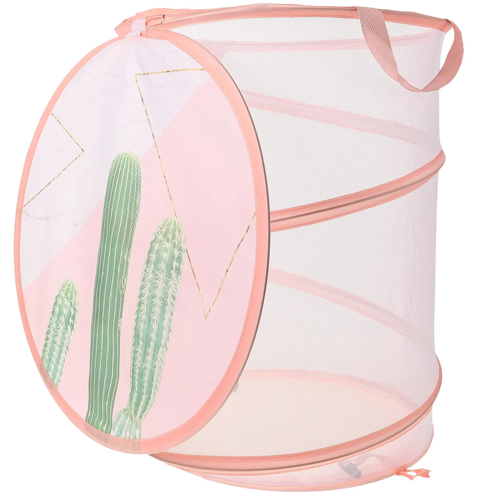 Foldable Laundry Hamper Large Capacity Polyester Mesh Bag Clothes Organizer for College Apartment Hotel Utility Room