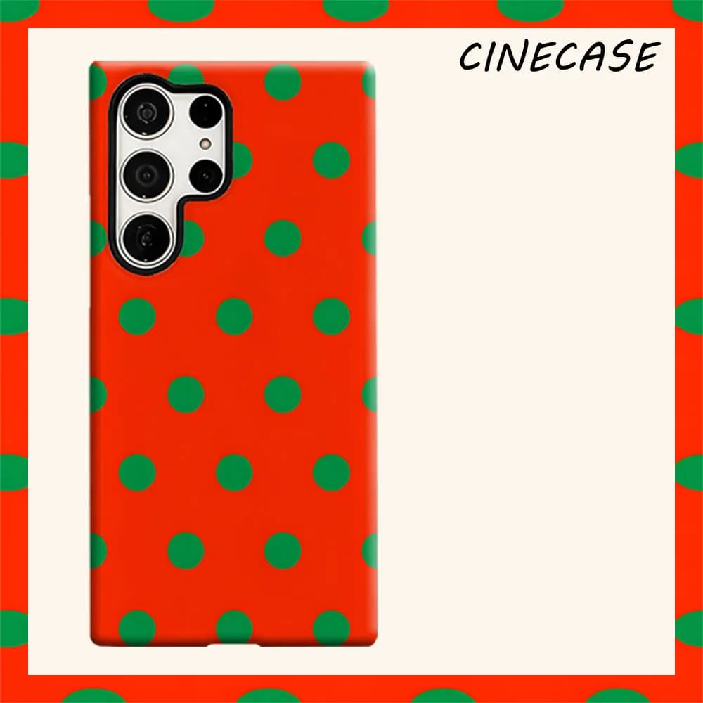 Red Green Dot Tile For Samsung Galaxy S26 S25 S24 A56 A36 Dual Layer Luxury Fashion Full Lens Protective Case