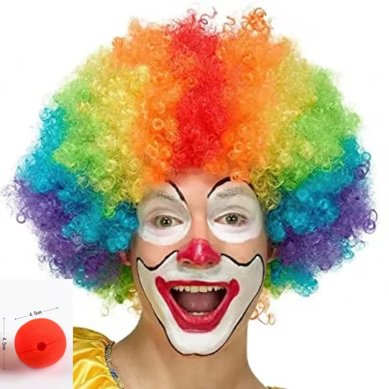 Parrucca Sintetica Ricciolata Effetto Esplosione, Cappello Divertente da Clown Arcobaleno, Copricapo per Adulti, Parrucche per Carnevale e Cosplay, Cappelli da Festa, Copricapo Soffice