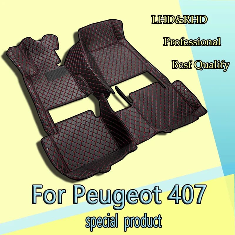 Tappetini auto Per Peugeot 407 2004 ~ 2010 Tappeti Tappeti Parti interne Tappetino in pelle Tappetino protettivo Accessori auto 2005 2006 2007