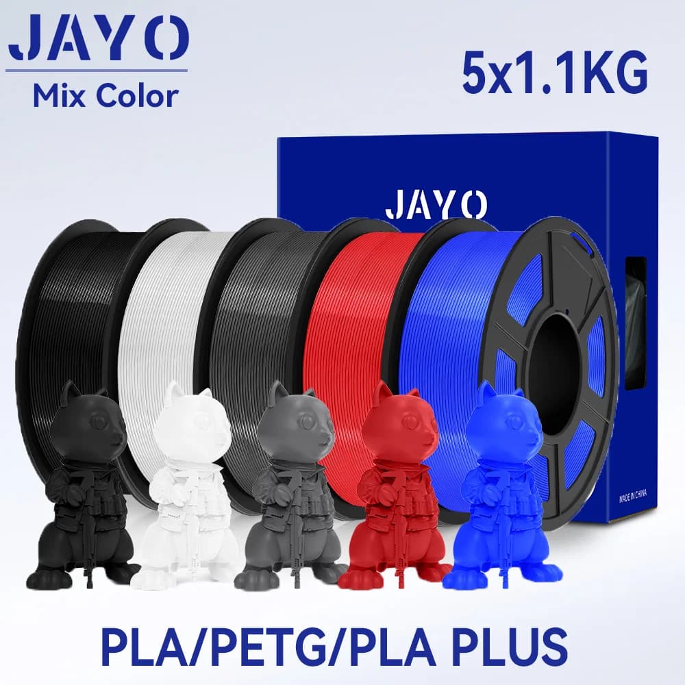 Filamento stampante JAYO 3D PLA/PETG/PLA PLUS 1,75 mm 1,1 kg * 5 100% materiale di stampa 3D non tossico senza bolla per stampante 3D e penna 3D