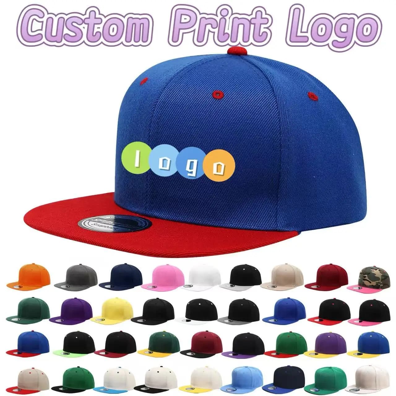 Cappelli da Baseball Personalizzati con Logo Stampato, Sei Pezzi a Blocchi di Colore per Uomo, Cappellini Hip-Hop a Tinta Unita per Donna