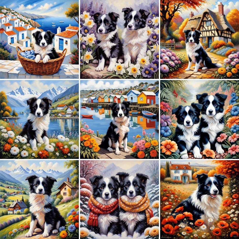 Bordo del cane Collie stampato tela 11CT punto croce Kit completo ricamo artigianato cucito ricamo Hobby stampato filo interdentale gioielli