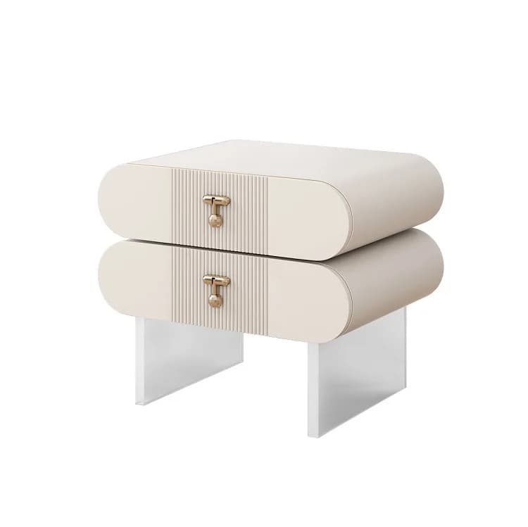 Tavolino da letto creativo girevole per camera da letto moderna, struttura in legno con gambe in plastica, comodino per camera da letto