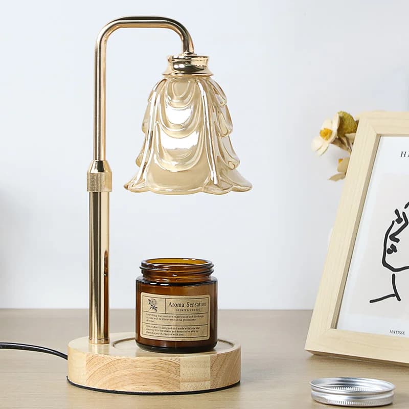 Scaldacera in Legno per Oli Essenziali, Diffusore di Aromi con Luce Regolabile e Dimmerabile, Lampada a Candela per Camera da Letto, Aromaterapia e Arredamento Casa