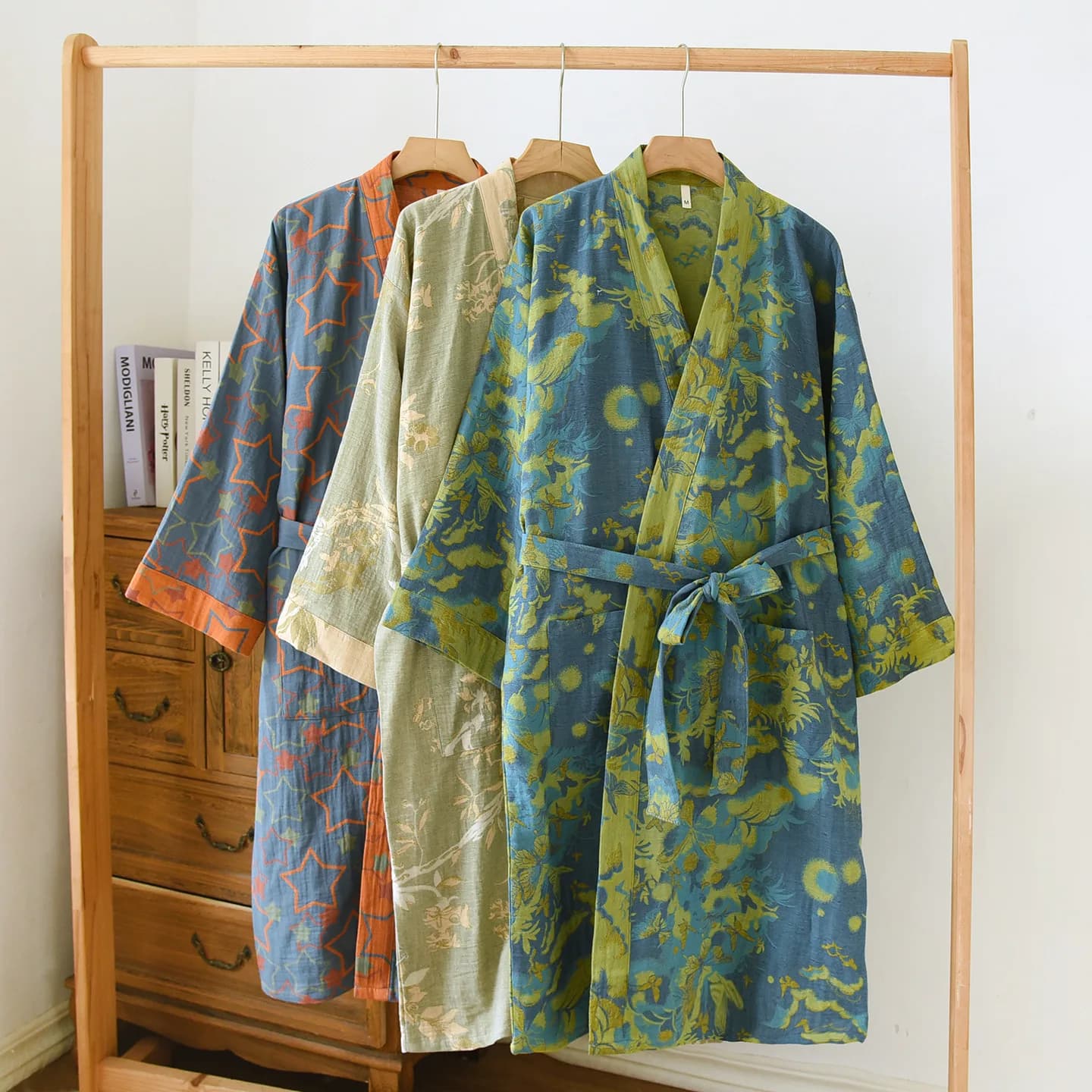 Primavera Autunno 100% Cotone Veste Casual Allentato Lungo Cardigan Accappatoio Per Le Donne Degli Indumenti Da Notte Abbigliamento Per La Casa Nuovi Abiti
