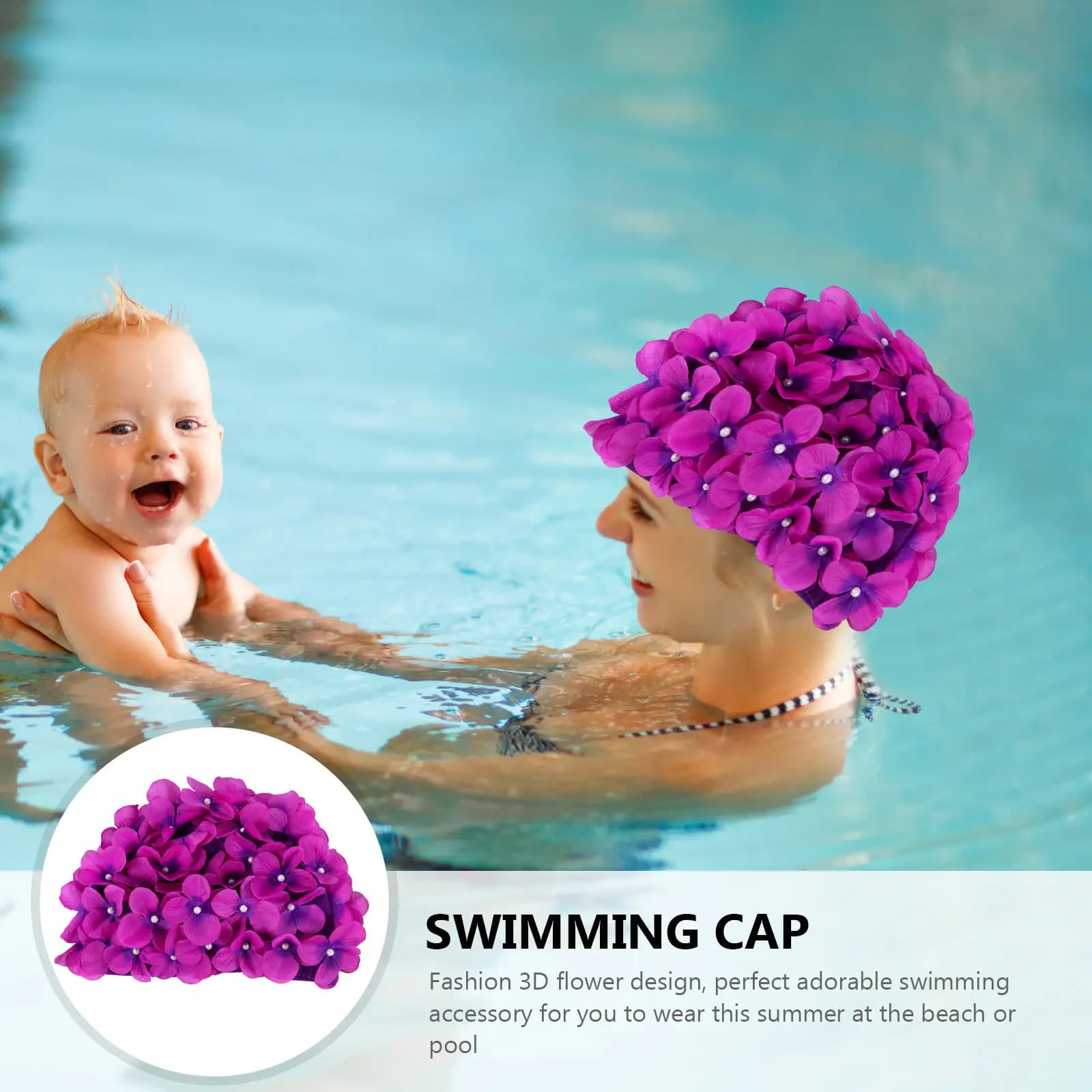 Cuffia da Nuoto Creativa a Forma di Fiore per Donne e Adulti, Design Floreale 3D, Protezione per Capelli e Orecchie, per Spiaggia e Piscina