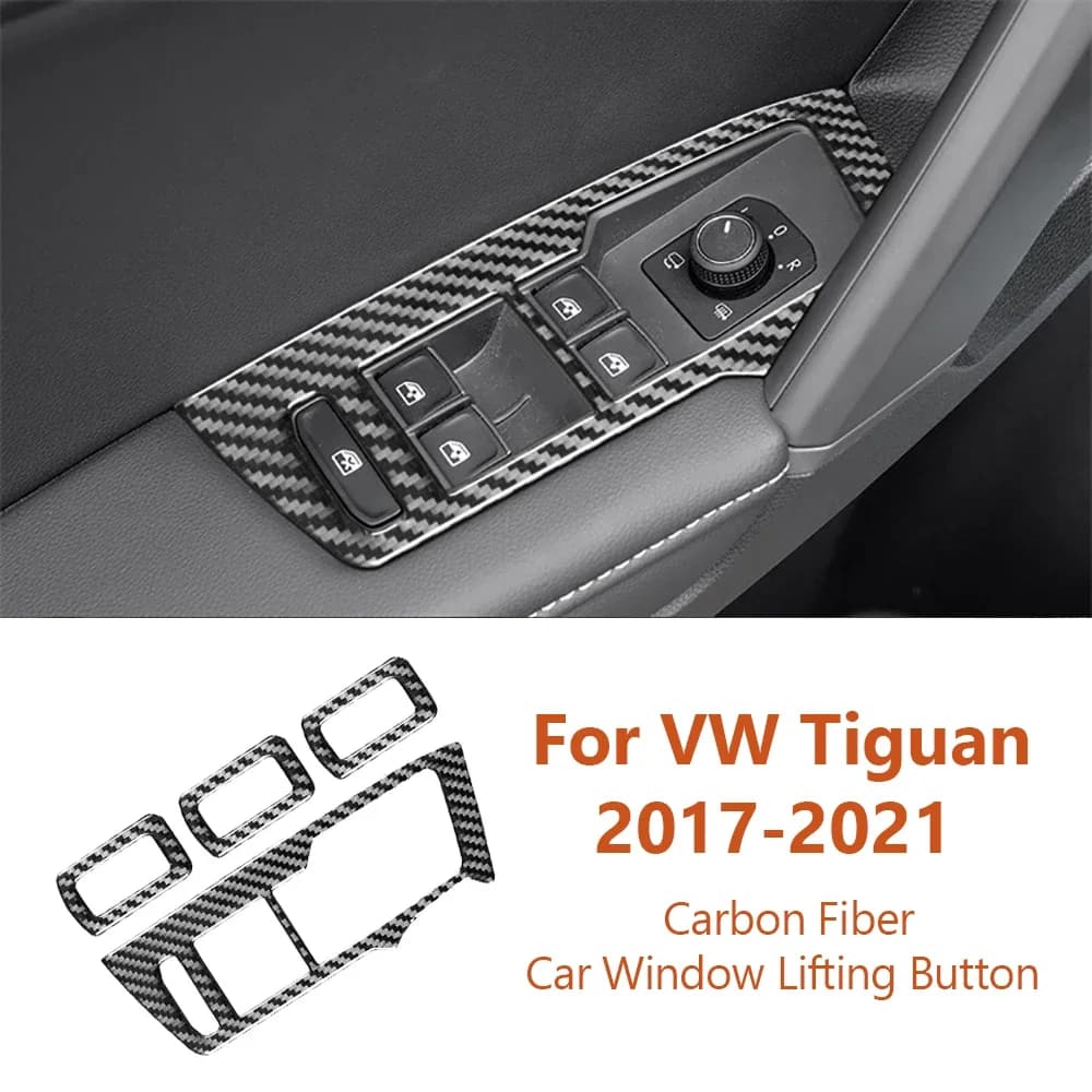 Per Volkswagen VW Tiguan 2017-2021 in fibra di carbonio alzacristalli per Auto pulsante di sollevamento pannello adesivi decorativi accessori per interni Auto