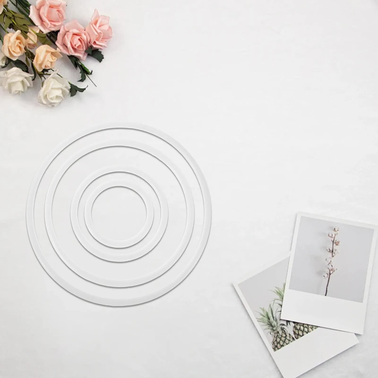 50Pcs Plastic Craft Rings Floral Ring Hoop Dream Catcher Rings Wedding Wreath Macrame Garland DIY Decoration Floral Ring Hoop