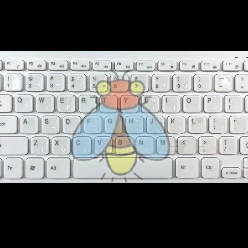 White Hebrew Alphabet Sticker Transparent Background for Laptop Desktop Keyboard Jewish Culture Computer Decal