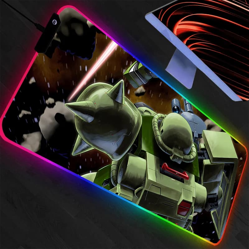 RGB GUNDAM Large XXL Mouse Mat for Gamer, Computer Keyboard Desk Mat, LED Gaming Accessories, Mousepad Carpet with Animata Retro Illumination