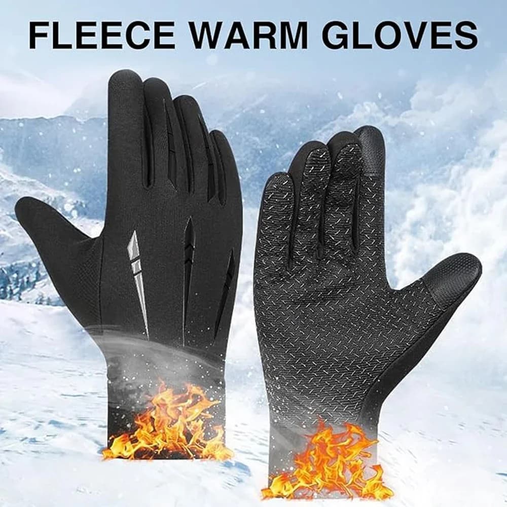 Guanti invernali a righe caldi da esterno da uomo, guanti touchscreen da ciclismo caldi e comodi in stile velluto spesso alla moda