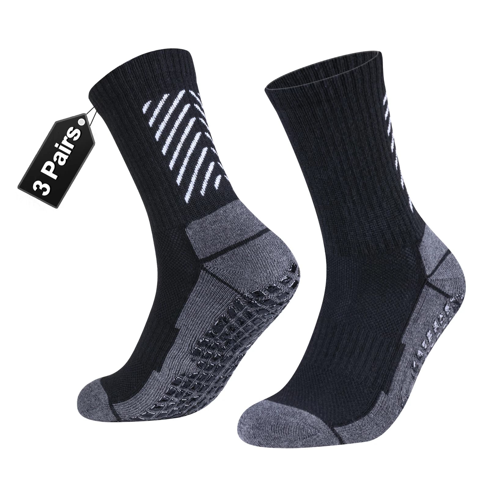 YUEDGE Calzini da calcio da uomo per uomo Calzini da equipaggio imbottiti antiscivolo Calzini sportivi da basket, calcio, 3 paia