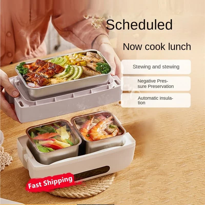 Lunch Box elettrico portatile con funzione autoriscaldante fornello di riso elettrico 220V fornello a vapore per alimenti Multi fornello