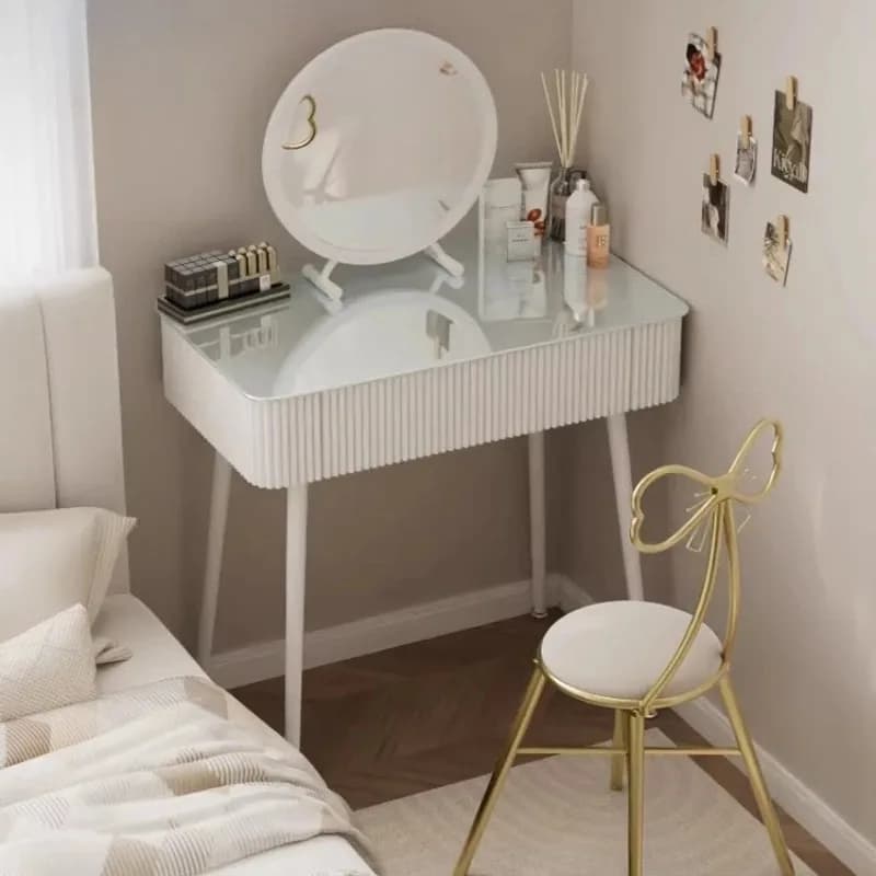 Comoda Toeletta con Specchio per Ragazze, Sottile Tavolo da Trucco per Bambini con Cassetti, Promozione Gioielleria, Mobili da Bagno