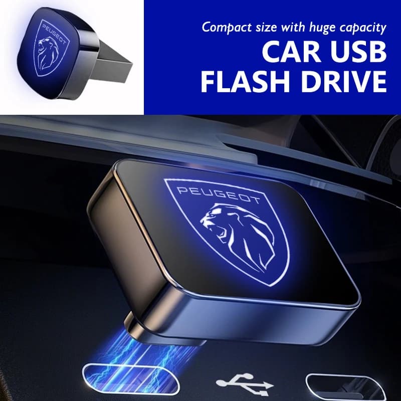 For Peugeot Car Mounted Square USB Flash Drive Mini Metal Music Storage Stick 2008 3008 307 308 206 207 208 407 508 5008 106 107