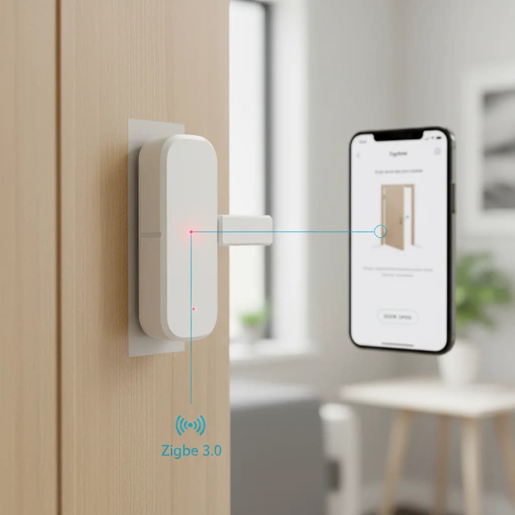 Sensore di Sicurezza Zigbee per Porte e Finestre, Rilevamento di Apertura/Chiusura, Sensore Magnetico di Contatto