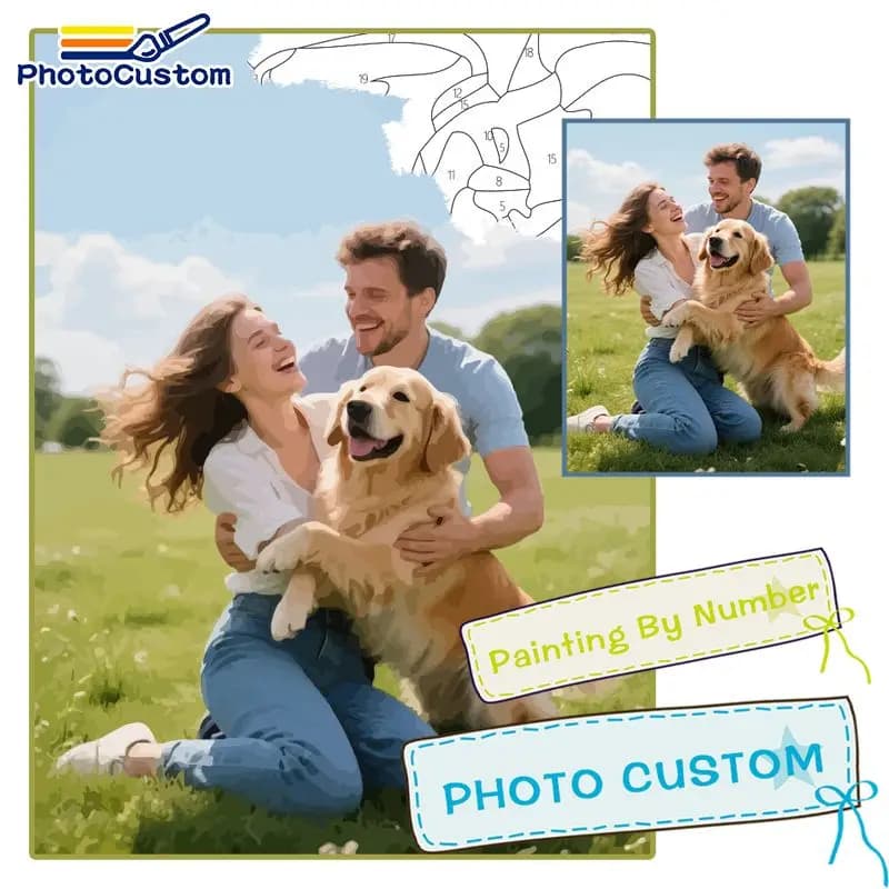 PhotoCustom Paint By Numbers For Adults Colors Photo Custom Diy Oil Painting By Number Picture Canvas Portrait Family Gift