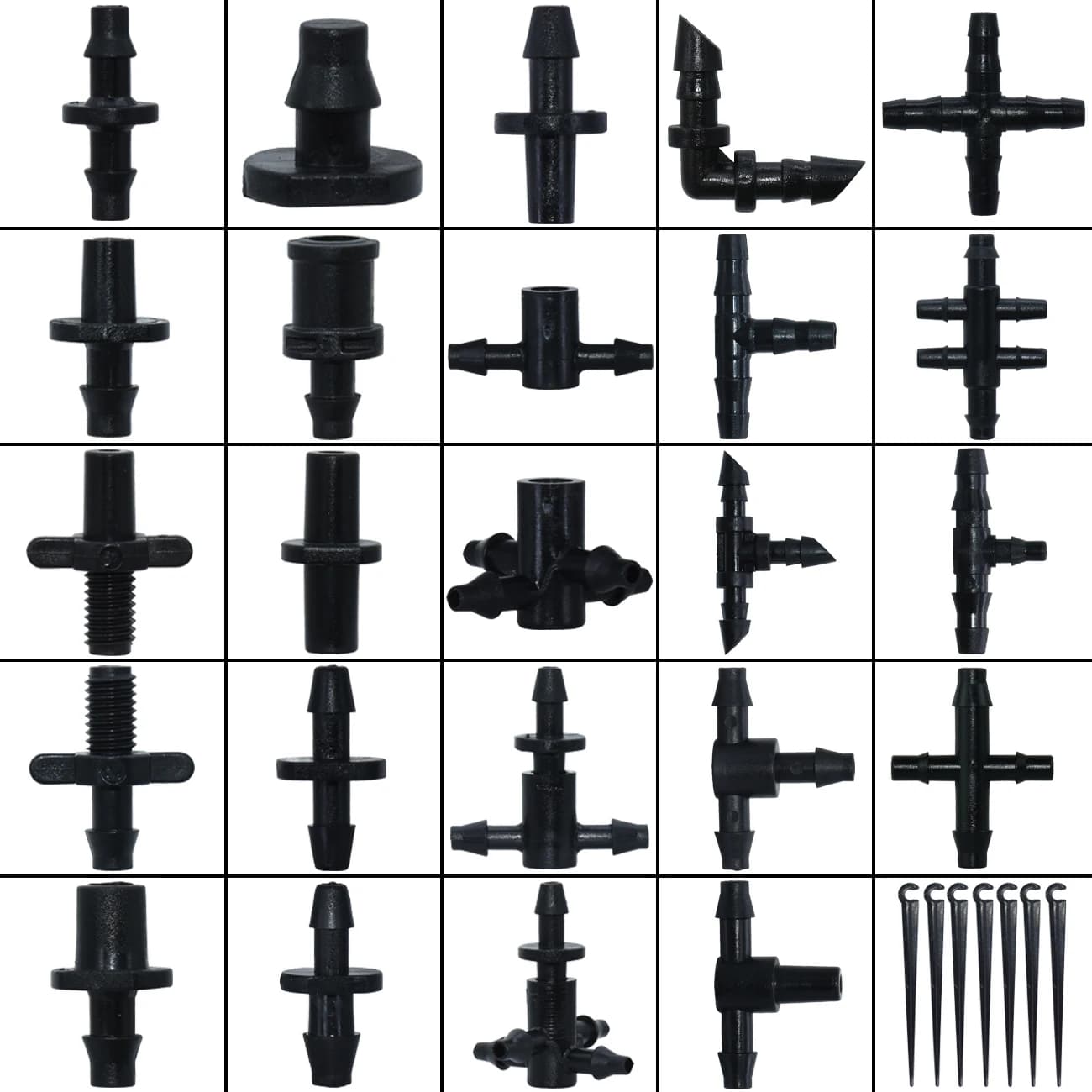KESLA 50 pcs 1/4''' and 1/8'''' flexible pipe joint Tees cross Eng Plug adapters for garden water connector KIT drip irrigation