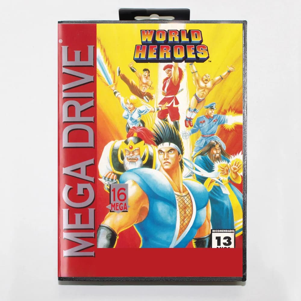 Nuovo arrivo World Heroes MD Gioco di carte 16 Bit BR Cover per Sega Megadrive Genesis Cartuccia per console per videogiochi