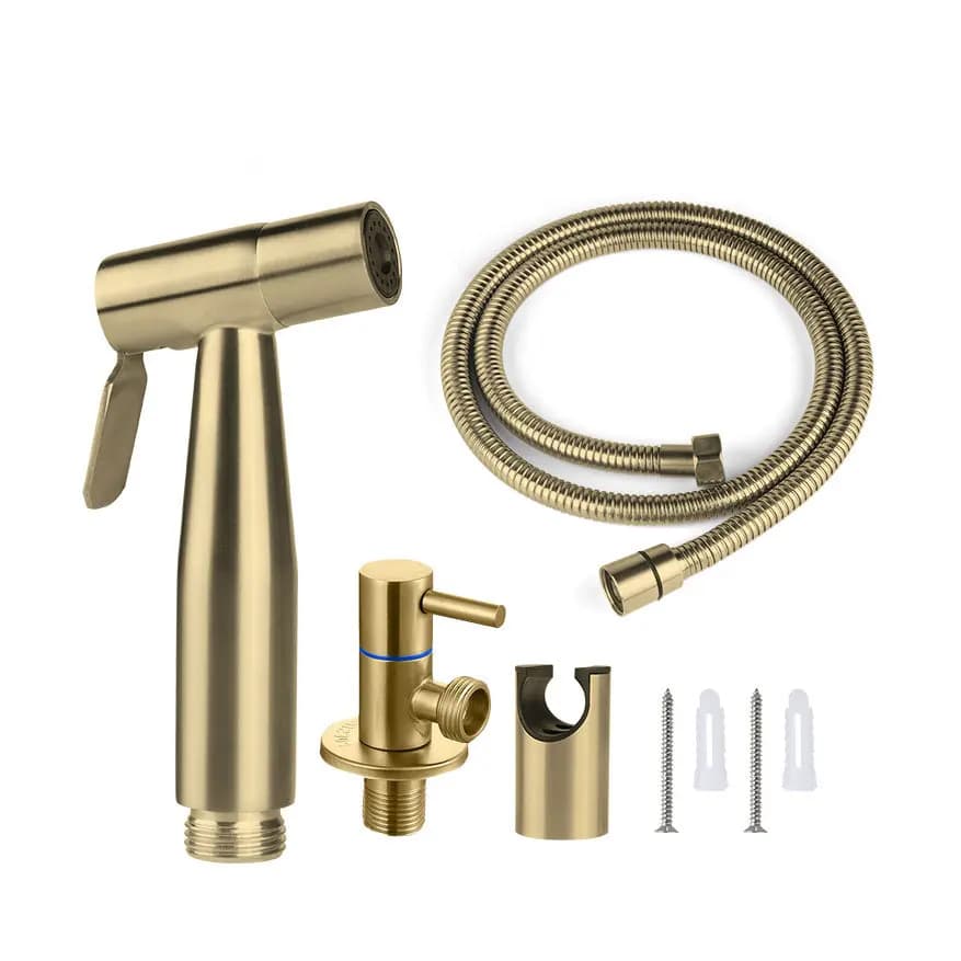 Set spruzzatore per pannolini in tessuto per bidet portatile in oro spazzolato Kit spruzzatore portatile