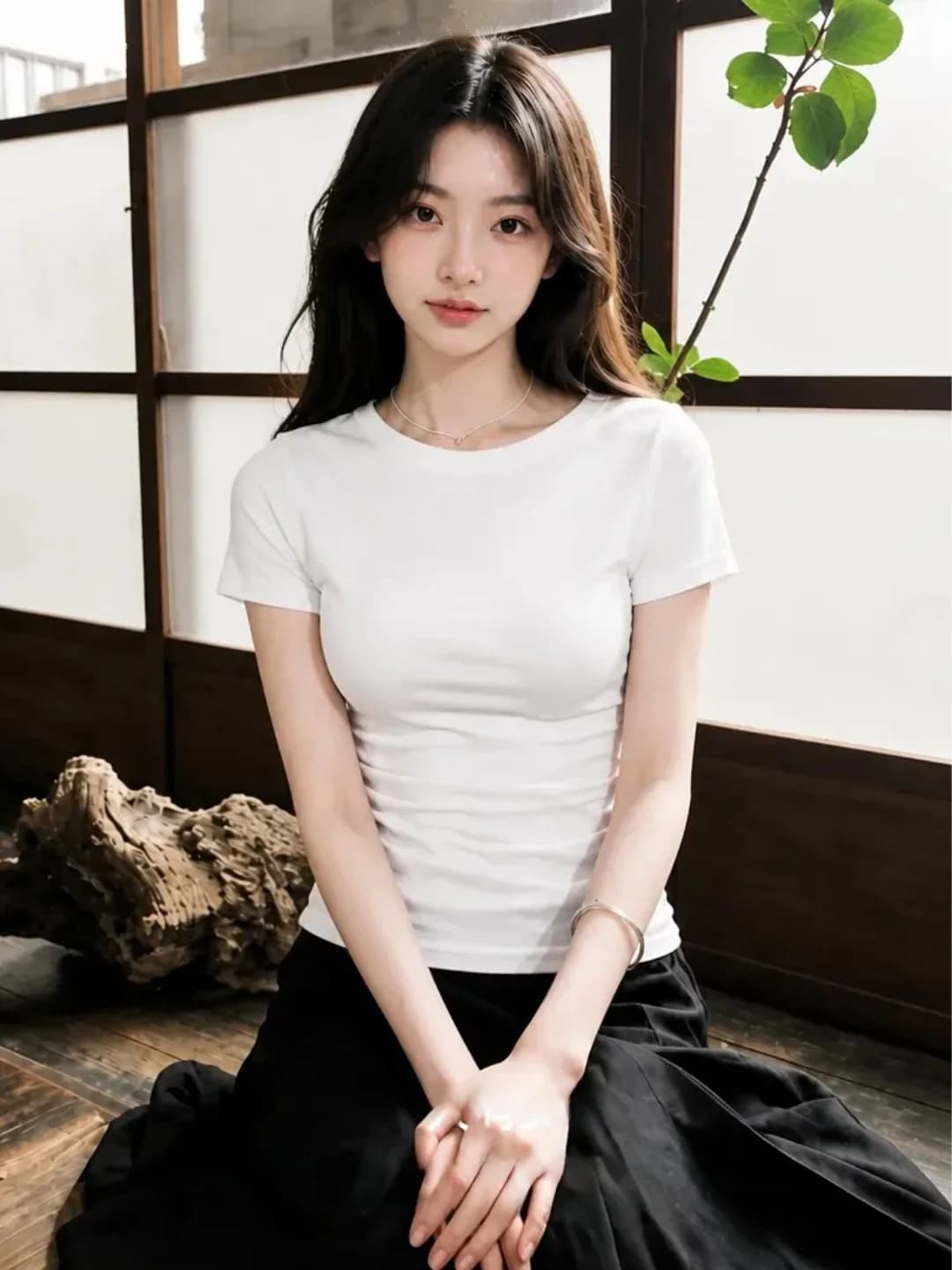 Slim Fit round Neck Short Sleeve White T-Shirt Women's Summer Style Commute Simple Fashionable Easy to Wear Overhead Top