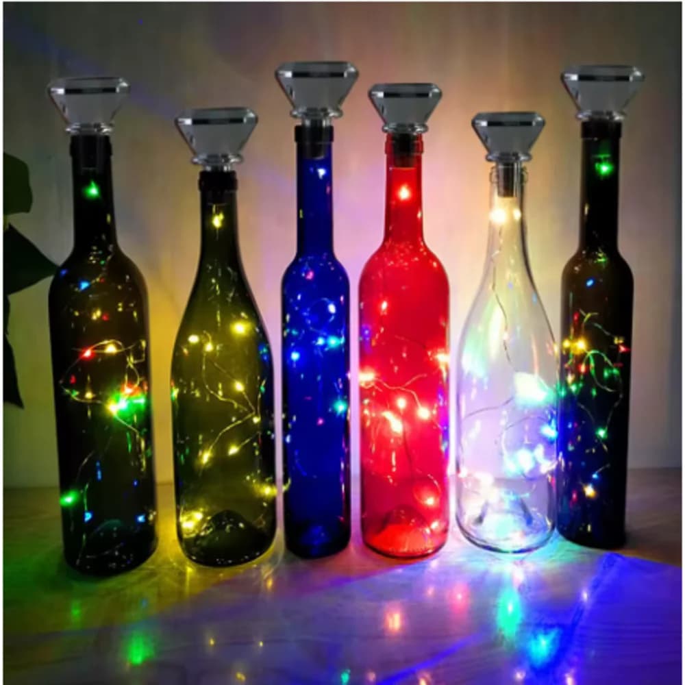 Luci a stringa con tappo per bottiglia ad energia solare, 20 lucine a LED impermeabili per giardino, patio, bar, decorazioni per feste e vacanze