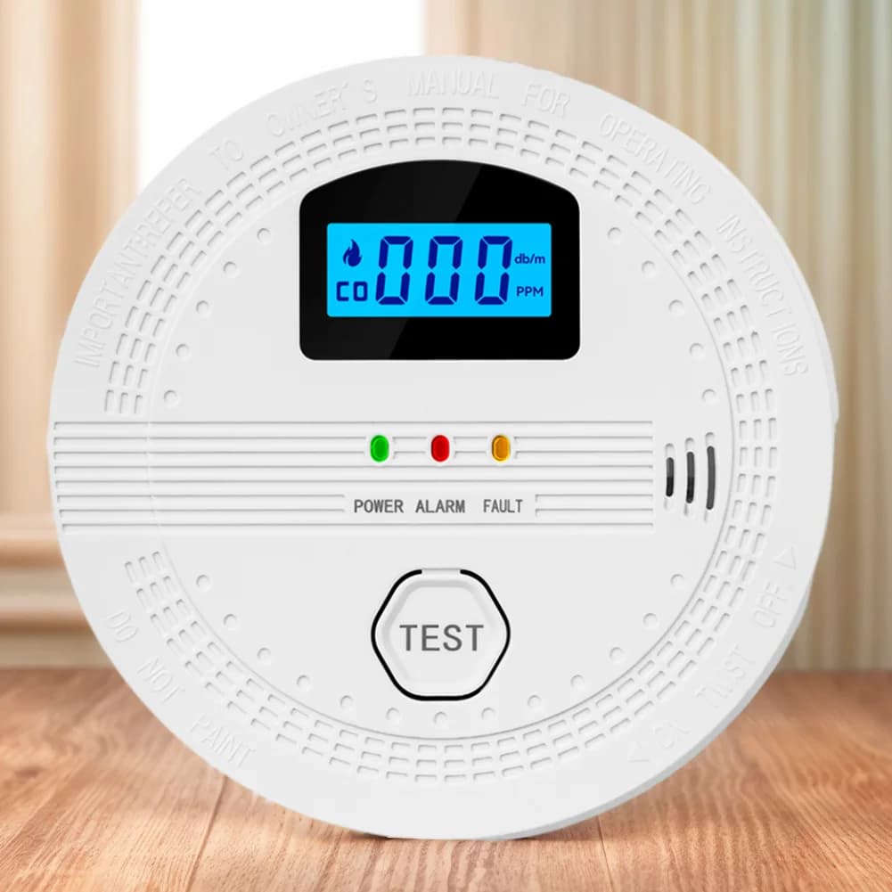 2-in-1 CO and Smoke Detector LCD Digital Display Portable CO Detector Sound Warning & LED Indicator CO Sensor for Home Warehouse